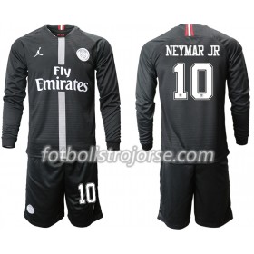 Paris Saint-Germain Matchtröjor NEYMAR JR 10 Jodan Svart Barn Tredje Fotbollströja 2018-2019 Långärmad